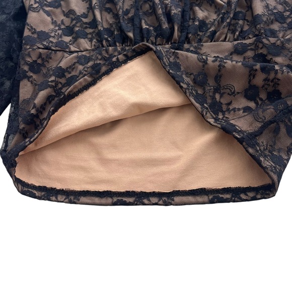 Haley & June Womens M Black Lace Square Neck Tie Bow Long Sleeve Crop Top Grunge - Picture 9 of 14